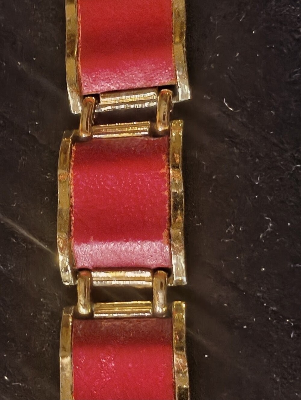 Gold-Tone Bracelet with Red Enamel Links